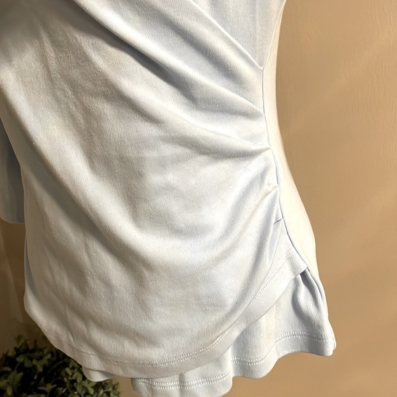 Appleseed’s cotton stretch cross over top / 3/4 sleeve fitted light blue size SM - Picture 5 of 12